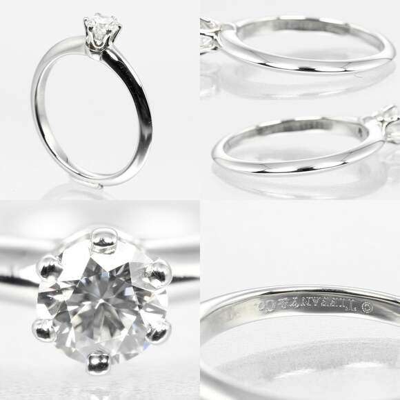 Tiffany & Co. Platinum Tiffany Setting Solitaire With Rbc Diamond Ring Silver